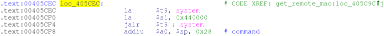 system() call at 0x00405CEC